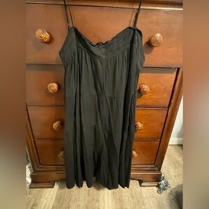 Heimish 2x new black trapeze A line mini loose sun dress soft tiered Rayon